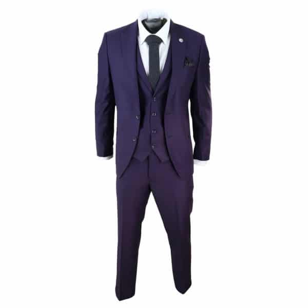 Mens Deep Purple 3 Piece Suit