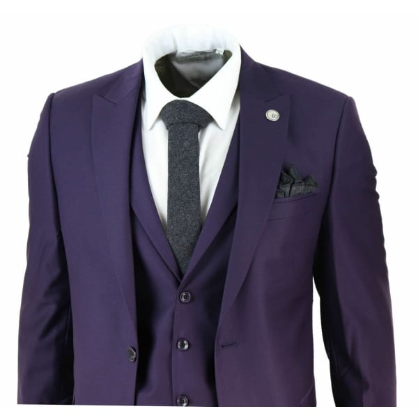 Mens Deep Purple 3 Piece Suit