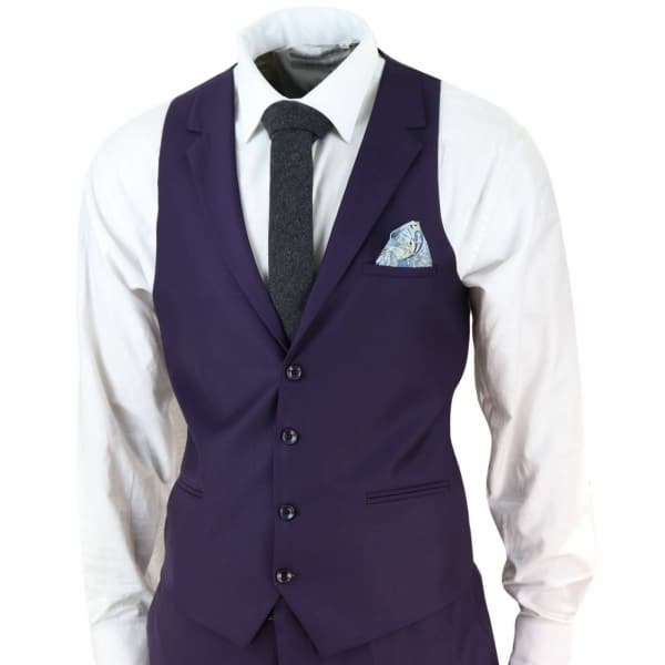 Mens Deep Purple 3 Piece Suit