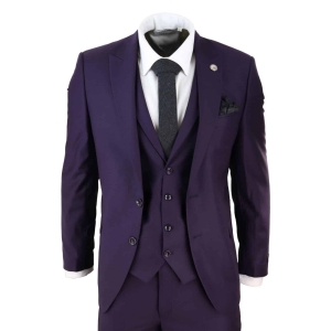 Mens Deep Purple 3 Piece Suit