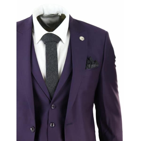 Mens Deep Purple 3 Piece Suit