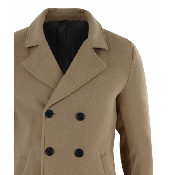 Mens Double Breasted Overcoat - Camel