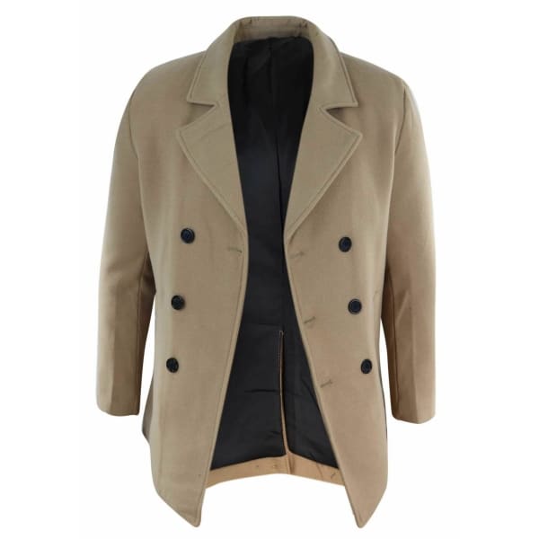 Mens Double Breasted Overcoat - Camel