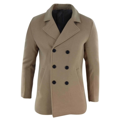 Mens Double Breasted Overcoat - Camel