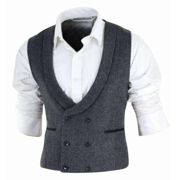 Mens Double Breasted Tweed Waistcoat