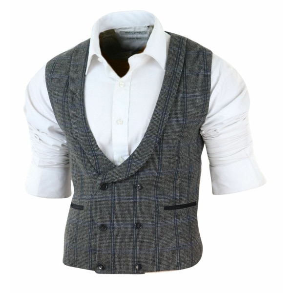 Mens Double Breasted Tweed Waistcoat