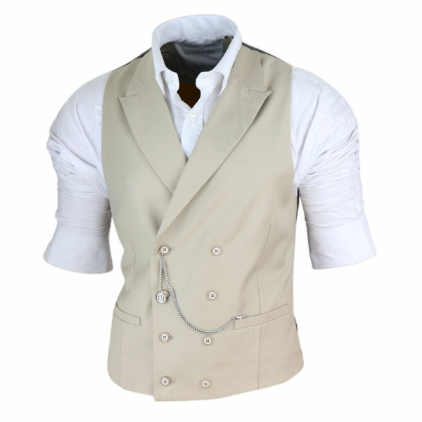 Mens Double Breasted Waistcoat with Chain - Cavani Lennox