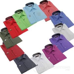 Mens Double Cuff Links Formal Dress Shirt Cotton Rich Regular Fit All Colours