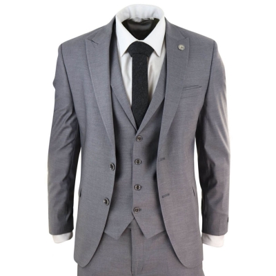 Mens Grey 3 Piece Suit