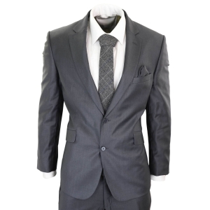 Mens Grey Wool Formal Suit