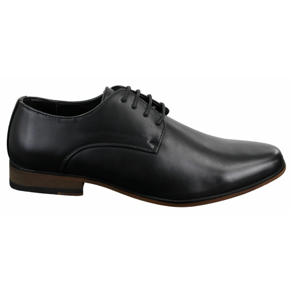 Mens Laced Plain Leather Lined Laced Smart Casual Formal Shoes Black