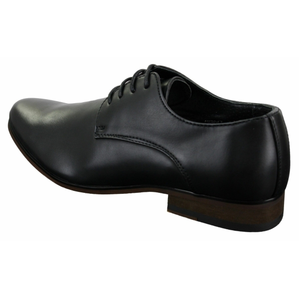 Mens Laced Plain Leather Lined Laced Smart Casual Formal Shoes Black