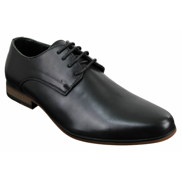 Mens Laced Plain Leather Lined Laced Smart Casual Formal Shoes Black