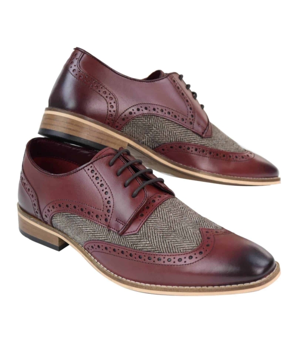 Mens Leather & Tweed 1920s Gatsby Shoes