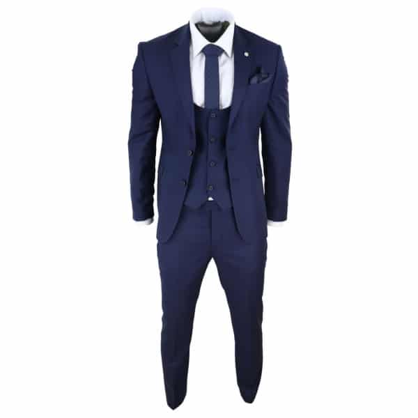 Mens Navy 3 Piece Wedding Suit