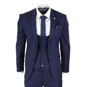 Mens Navy 3 Piece Wedding Suit