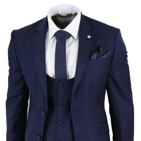 Mens Navy 3 Piece Wedding Suit