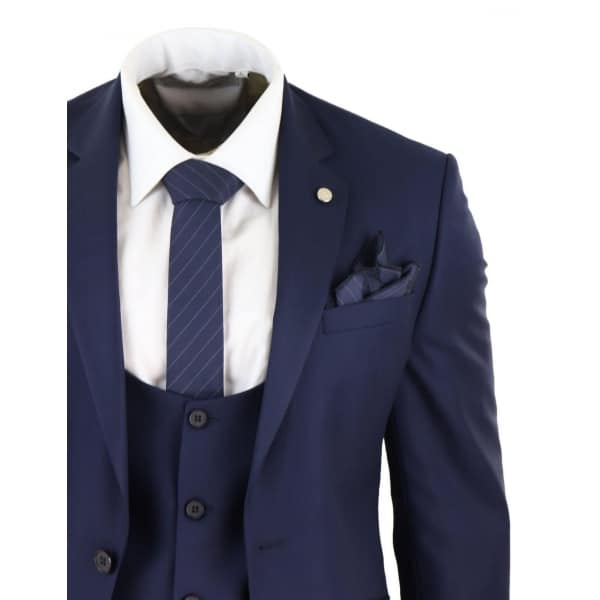 Mens Navy 3 Piece Wedding Suit