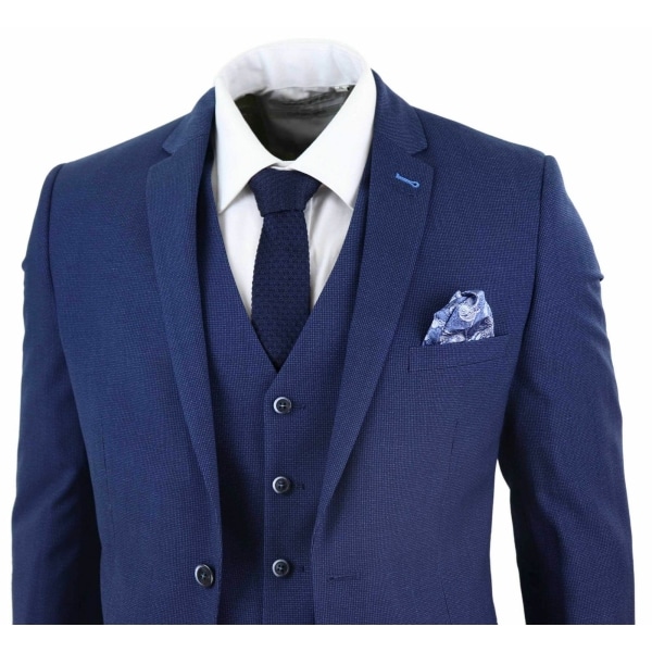 Mens Navy-Blue 3 Piece Wedding Suit