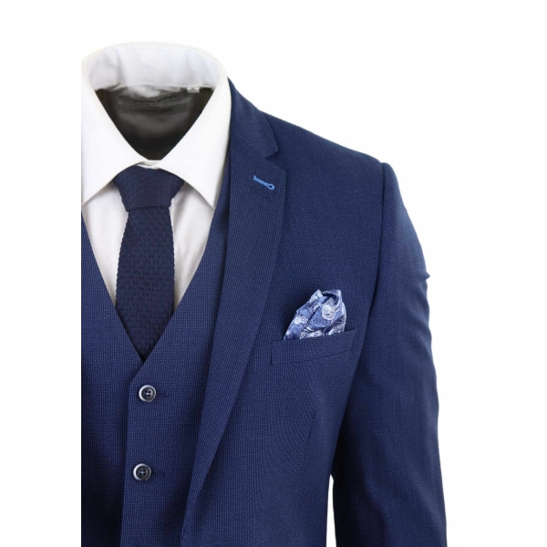 Mens Navy-Blue 3 Piece Wedding Suit