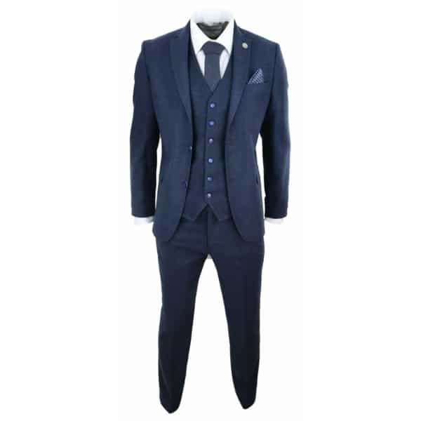 Mens Navy-Blue Peaky Blinders Wool Suit