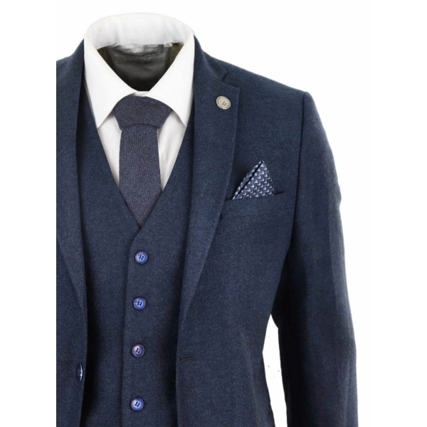 Mens Navy-Blue Peaky Blinders Wool Suit