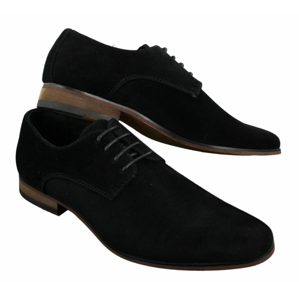 Mens Nubuck Suede Laced Smart Casual Shoes Navy Blue Brown Black