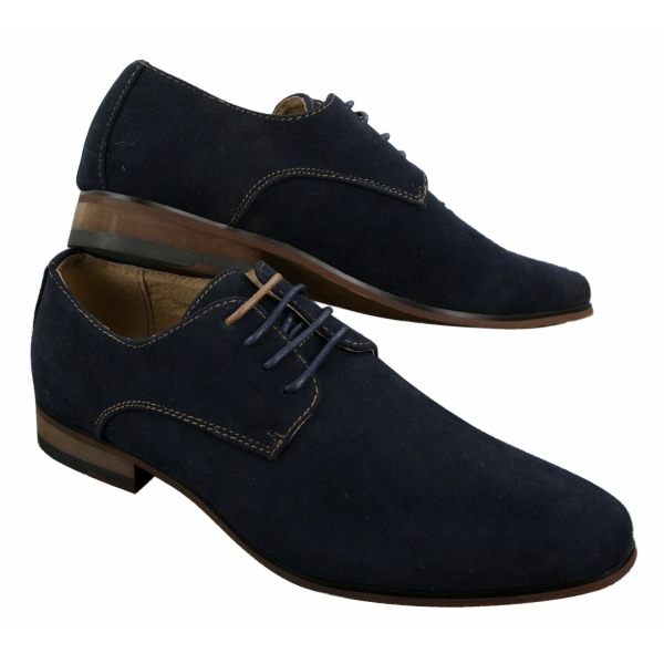 Mens Nubuck Suede Laced Smart Casual Shoes Navy Blue Brown Black