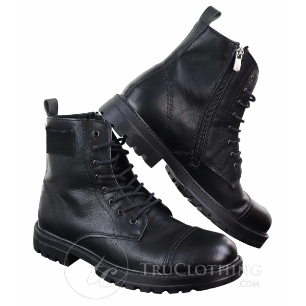 Mens PU Leather Zipped Ankle Boots