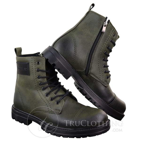 Mens PU Leather Zipped Ankle Boots