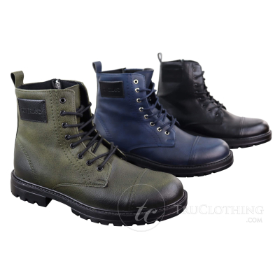 Mens PU Leather Zipped Ankle Boots