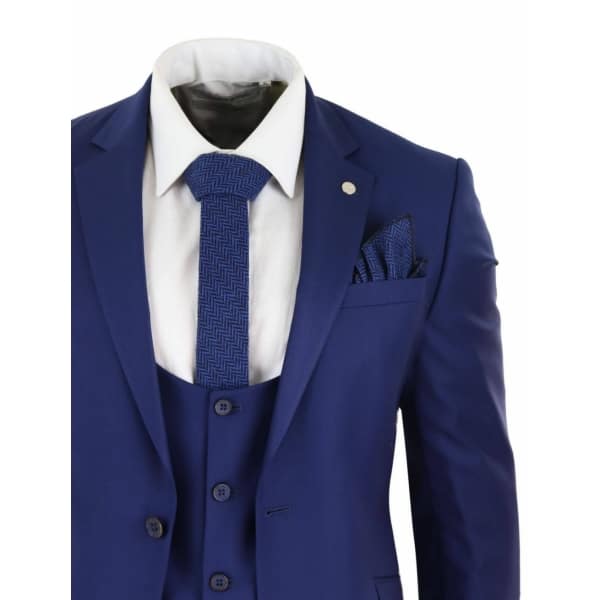 Mens Royal Blue 3 Piece Wedding Suit