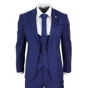 Mens Royal Blue 3 Piece Wedding Suit