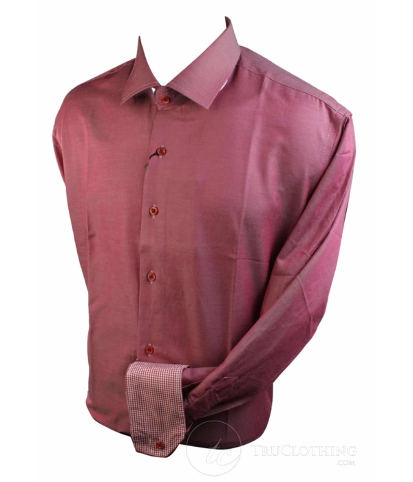 Mens Slim Fit Smart Designer Button Collar Shirt Red Blue Purple Pink Denim