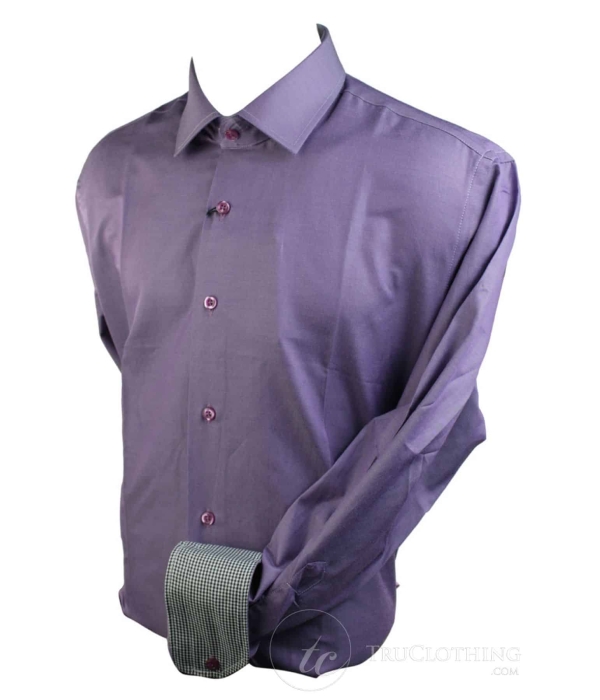 Mens Slim Fit Smart Designer Button Collar Shirt Red Blue Purple Pink Denim