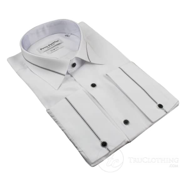 Mens Slim Fit White Black Fitted Cotton Button Dress Shirt Smart Casual Italian