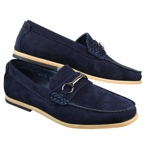 Mens Slip On Buckle Horsebit Driving Shoes Loafers Retro Smart Casual Suede