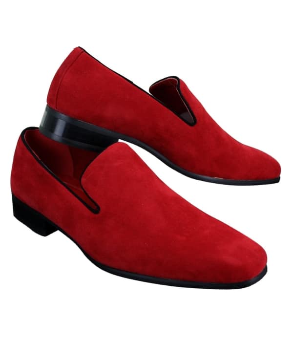 Mens Slip On Suede Driving Loafers Shoes Leather Smart Casual Red Blue Black