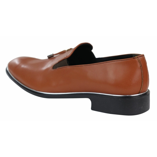 Mens Slip On Tassel Shoes with Metal Trim