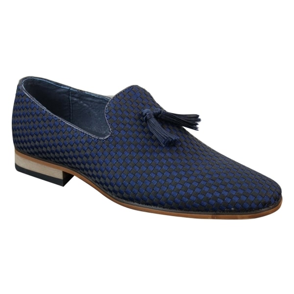 Mens Slip On Tassle Driving Shoes Smart Casual Retro Navy Blue Black Leather Lined