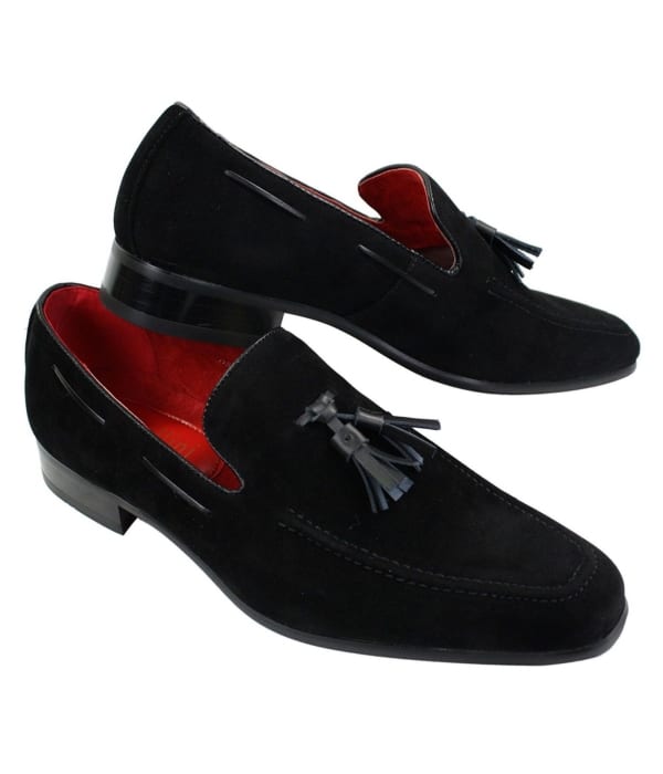 Mens Suede Loafers Driving Shoes Slip On Tassle Design Leather Smart Casual