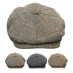 Mens Tweed Check Peaky Blinders Cap