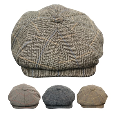 Mens Tweed Check Peaky Blinders Cap