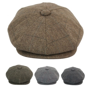 Mens Tweed Check Peaky Blinders Cap