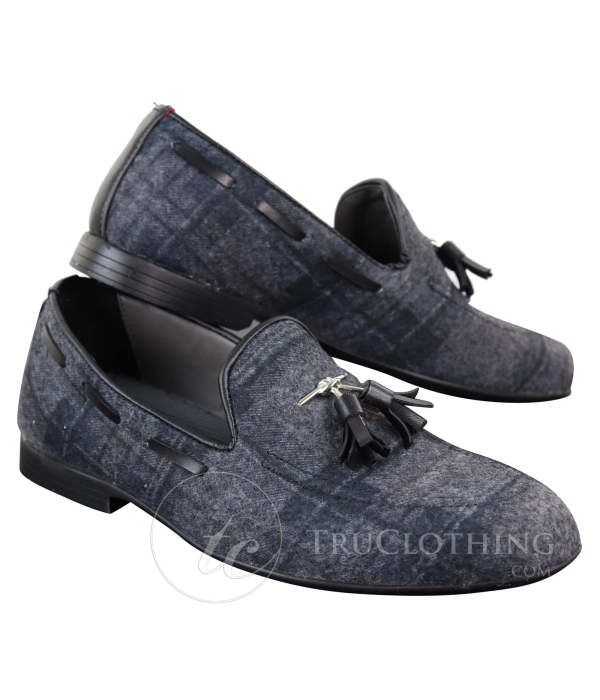 Mens Tweed Check Tassle Shoes