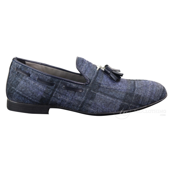 Mens Tweed Check Tassle Shoes