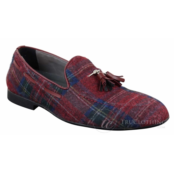 Mens Tweed Check Tassle Shoes