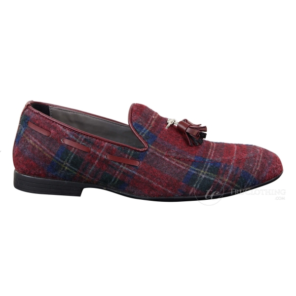 Mens Tweed Check Tassle Shoes