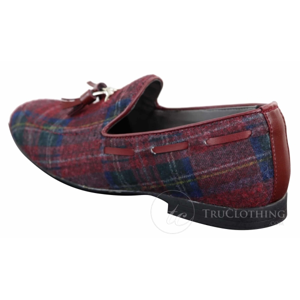 Mens Tweed Check Tassle Shoes