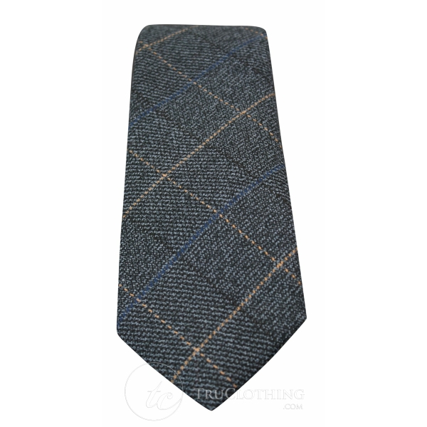 Mens Tweed Herringbone Textured Marc Darcy Ties Classic Vintage Retro Scott Blue